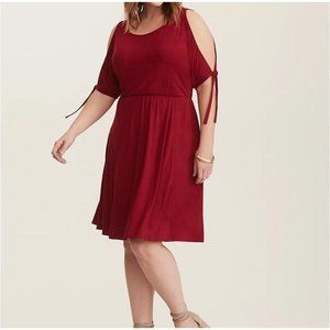Torrid Red Jersey Cold Shoulder Stretch Dress 2X